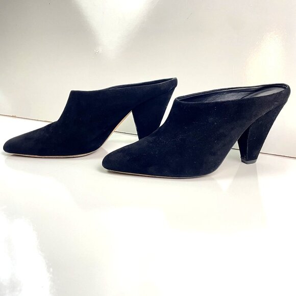 VINCE Womens Black Suede Leather Mules Size 6.5M Designer Vince Emberly Shoe - Picture 1 of 12
